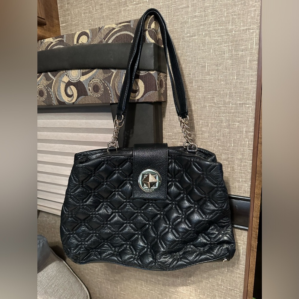 Kate Spade Astor Court Elena Black Diamond Quilted Leather‎ Shoulder Tote Bag